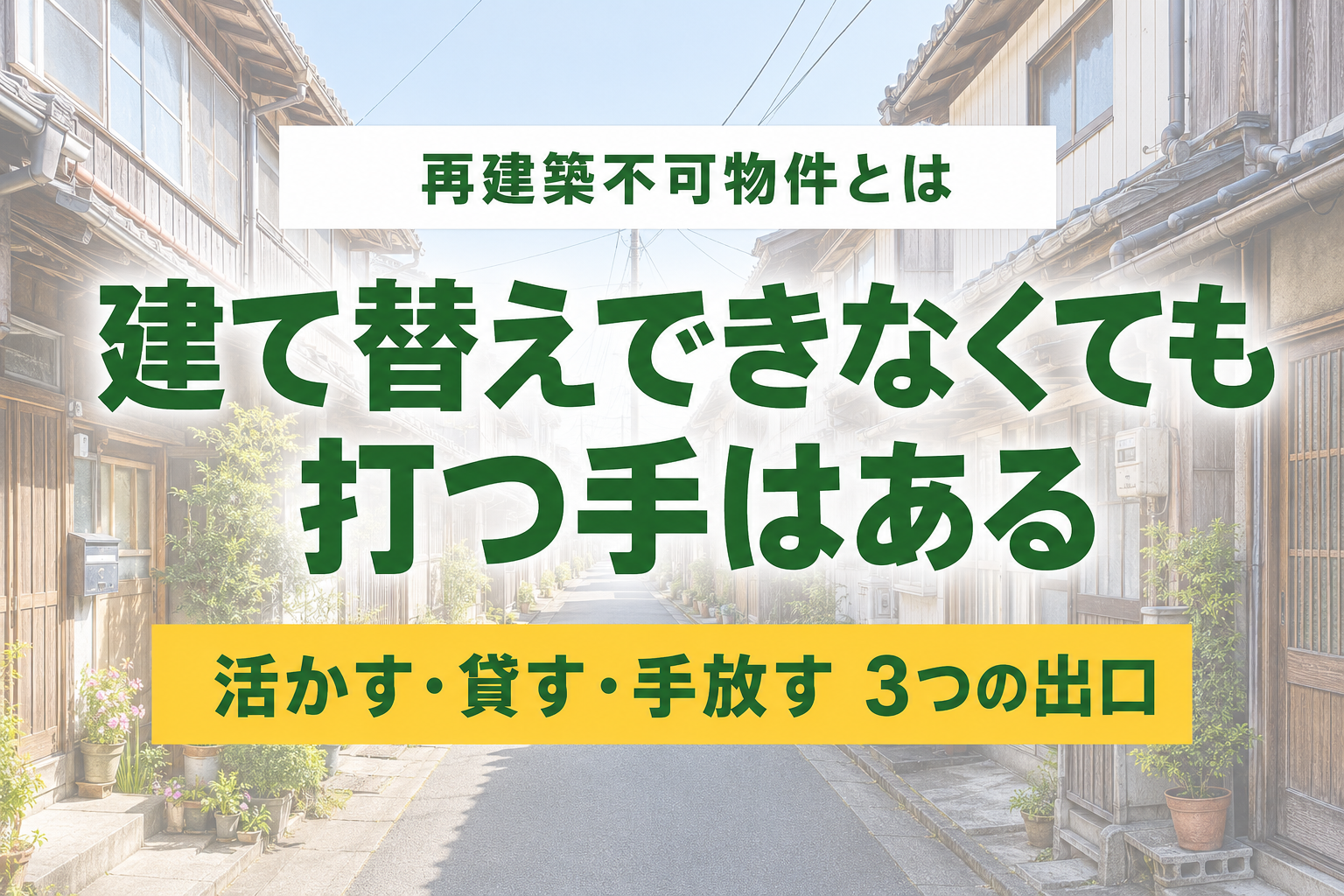 再建築不可物件とは？建て替えできない理由と、相続した家を「活かす・手放す」方法をやさしく解説